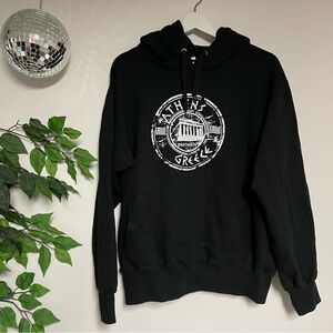 🇬🇷 ATHENS Greece black logo destination promo hoodie sweatshirt large 🇬🇷